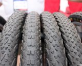 The Vee Rubber tires all have V designs in the name and tread. Here we have the Flying V, Race V, 7 and Rail cyclocross tires come in 700x35c and some in 40c. Interbike 2011. © Cyclocross Magazine