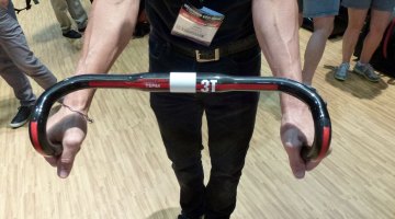 3T shows off their new cyclocross-specific carbon handlebars, the Ergoterra. © Cyclocross Magazine