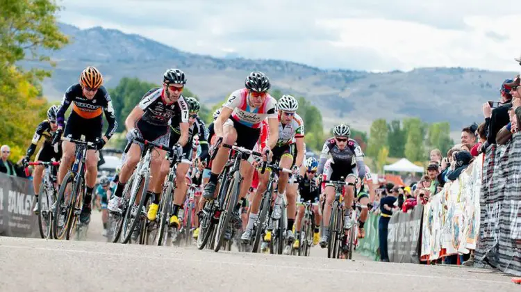 Jeremy Powers (Rapha/Focus) takes the holeshot at USGP Fort Collins.