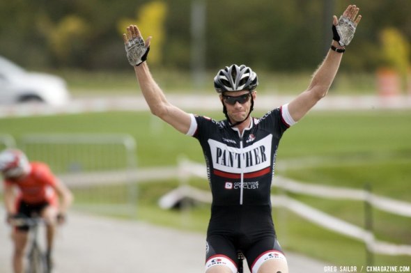 The new state champion Paul Martin of Panther pb Competitive Cyclist crosses the finish line during Two Days in Dublin, Ohio State Cyclocross Championships.  Photo: Greg Sailor - VeloArts.com