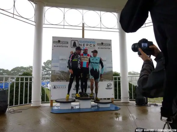 Johnson, Powers and Berden crowd onto the top spot on the podium at Gloucester Day 2. Cyclocross Magazine