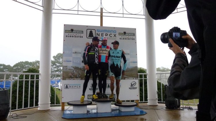 Johnson, Powers and Berden crowd onto the top spot on the podium at Gloucester Day 2. Cyclocross Magazine