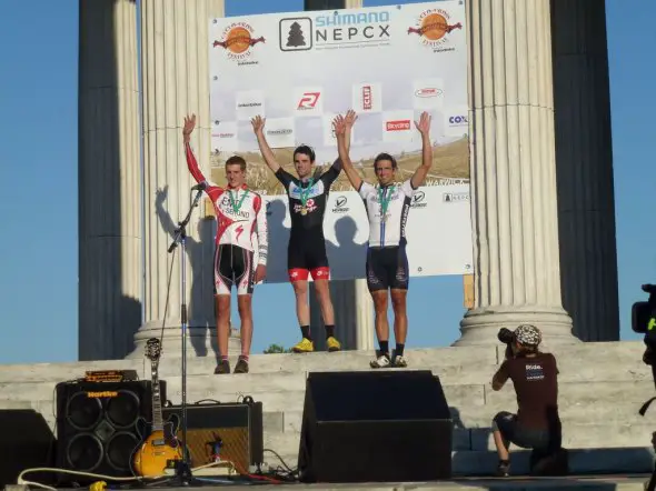 McNeely, Lindine and Schempf on the podium at Providence Day 1. Cyclocross Magazine