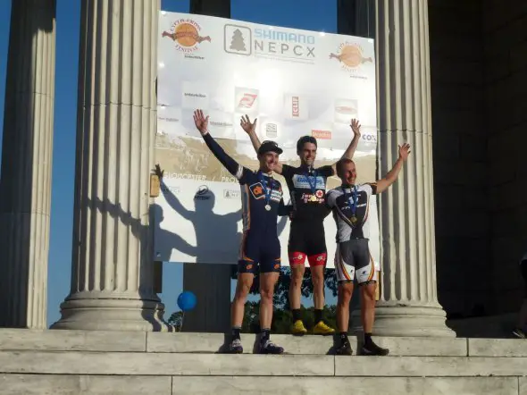 Luke Keough, Justin Lindine, and Derek St. John on the podium at Providence Day 2.