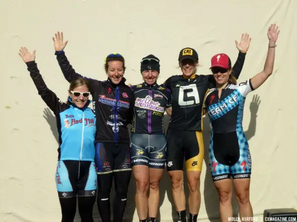 The women's podium, with Van Gilder on top. Cyclocross Magazine