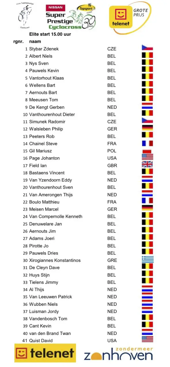 mens zonhoven start list