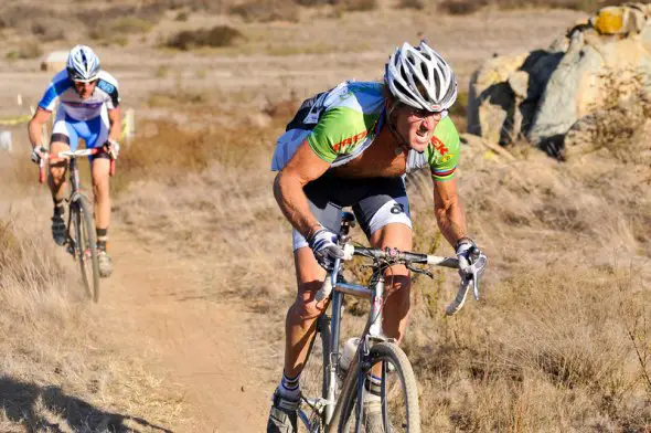 Steve Tilford (Tradewind Energy) leading John Behrens (Bailey Bikes) during the Pro race. Udo Heinz