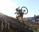 Our intrepid B racer makes his way up the stairs. Photo courtesy of David Sterry