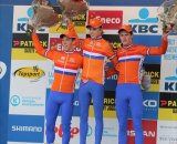 The U23 men's podium at Koksijde. Thomas van Bracht