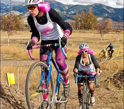 Julie Zickovich (Muleterro) and Anna Jo Dingman (Cycleution) hit the dirt piles in Mulecross ready to hit the Roller Derby track. © FrigidLight.com