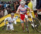 Kevin Pauwels leads World Champ Zdenek Stybar up the run-up at the GVA Trofee race #2 in Ronse. © Bart Hazen