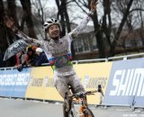 Marianne Vos takes the win at Namur World Cup 2011.  © Bart Hazen