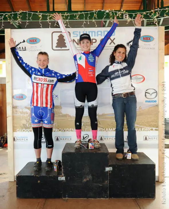 Verge Series Overall Podium (L to R) Emma White, Ellen Noble, Lori Cooke. Photo: Natalia Boltukhova | Pedal Power Photography | 2011    