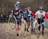 Sam O'Keefe, Luke Haley lead the group of four, with Jordan Cullen in the back in Bredene 2011.  ©TomRobertsonPhoto.com