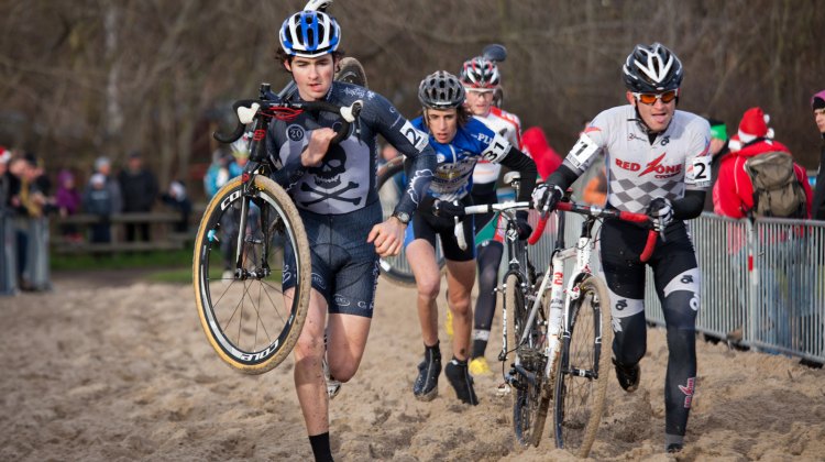Sam O'Keefe, Luke Haley lead the group of four, with Jordan Cullen in the back in Bredene 2011. ©TomRobertsonPhoto.com