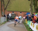 U23 podium rounding the bend. Tom Simpson