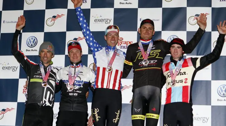 The 2012 National Championship Podium: 1) Powers 2) Trebon 3) Page 4) Macdonald 5) Johnson ©Tim Westmore