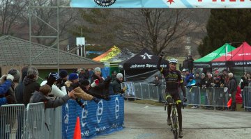 Ryan Trebon celebrates victory on day one. Joel Hjelmfelt