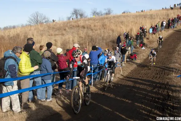 Powers leads Page, Johnson and Trebon down the main descent. ©Cyclocross Magazine