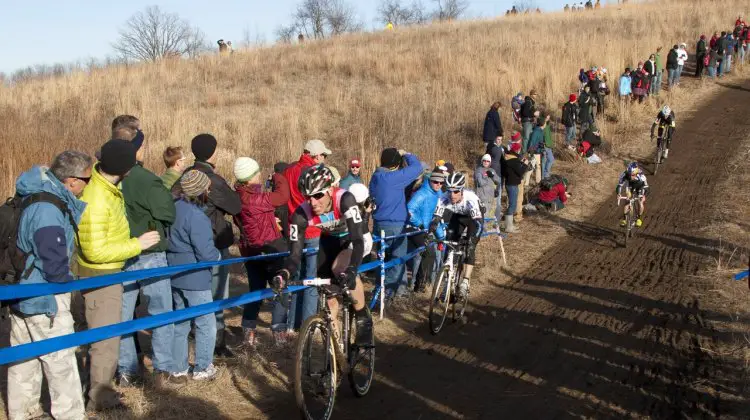 Powers leads Page, Johnson and Trebon down the main descent. ©Cyclocross Magazine