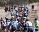 The Elite Women fight for the best lines up the first hill. © Cyclocross Magazine