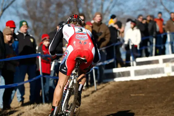 Cody Kaiser (California Giant Cycling) attacks the barriers, Men U23, 2012 Cyclocross National Championships. ©Tim Westmore