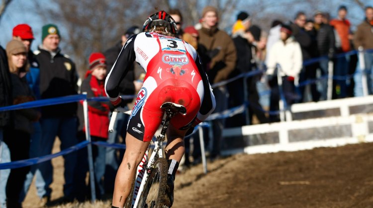 Cody Kaiser (California Giant Cycling) attacks the barriers, Men U23, 2012 Cyclocross National Championships. ©Tim Westmore
