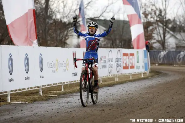 Andrew Schmidt wins the Junior Men 10-12 2012 Cyclocross National Championships. © Tim Westmore