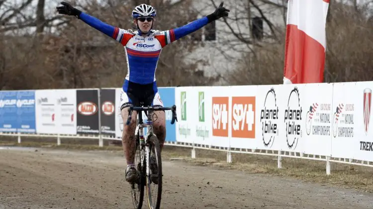Corrie Osborne takes the 17-18 junior women's title, after winning 15-16 last year. 2012 Cyclocross National Championships. © Tim Westmore