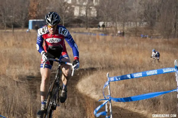 Don Myrah climbed away from Jon Cariveau and the rest of the field to defend his Masters Men 45-49 National Title. © Cyclocross Magazine