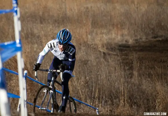 Jon Cariveau pilots his Moots to a strong second place in his first year as a 45-49 racer. © Cyclocross Magazine