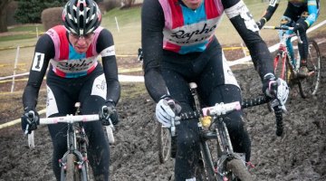Jones, Powers and Myerson push through the mud. Liz Farina Markel