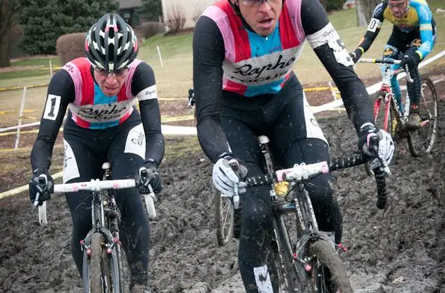 Jones, Powers and Myerson push through the mud. Liz Farina Markel