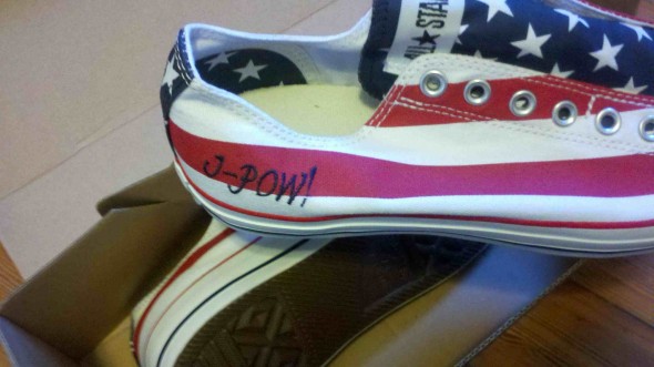 Converse made Powers a special National Champion shoe that he was psyched to show off.