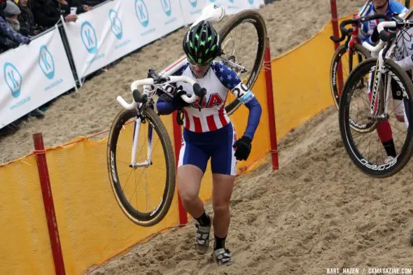 Kaitie Antonneau trudges through the sand at Worlds. © Bart Hazen