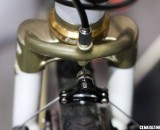 Peacock Groove's Erik Nored modified the fork crown to integrate a cable hanger. NAHBS 2012. ©Cyclocross Magazine