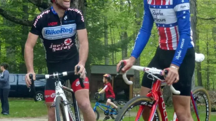 Justin Lindine at Kiddie Cross with Jeremy Powers. Cyclocross Magazine