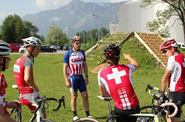 Geoff Proctor lectures the young riders. Keith Flory