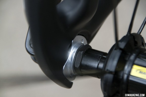 With cantilever brakes, the appropriate dropout inserts narrow the rear spacing to 130mm. © Cyclocross Magazine With cantilever brakes, the appropriate dropout inserts narrow the rear spacing to 130mm. © Cyclocross Magazine