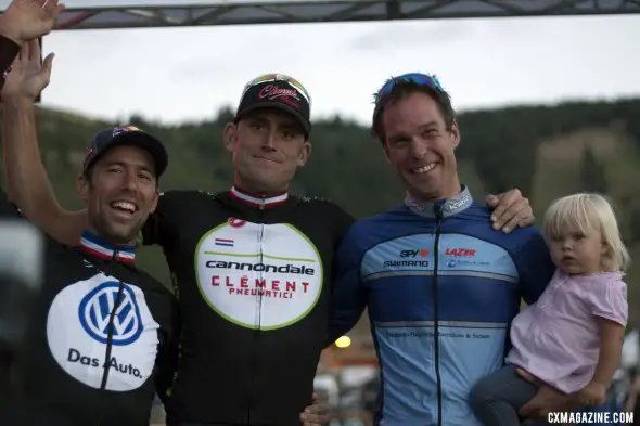 The Men's podium featured three three-time national champions. 2012 Raleigh Midsummer Night Cyclocross Race. @Cyclocross Magazine