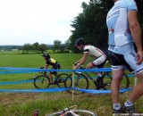 New Rapha-Focus member Gabby Day shows a Hup United rider the best lines for cornering on an off-camber. © Cyclocross Magazine New Rapha-Focus member Gabby Day shows a Hup United rider the best lines for cornering on an off-camber. © Cyclocross Magazine
