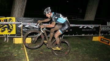 Ben Berden hops the barriers on the last lap to win the Gateway Cross Cup 2012. ©Matt James