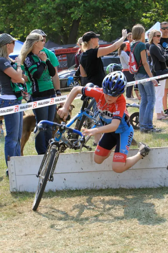 A junior racer practicing his JOEY barrier move (credit Janet Hill)