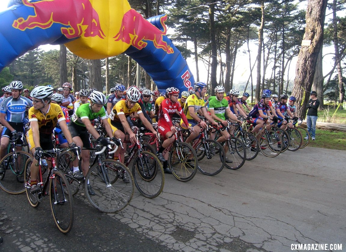 The Bay Area Super Prestige race has returned to Golden Gate Park year after year. This is the 2004 Elite Men's start. ©Andrew Yee