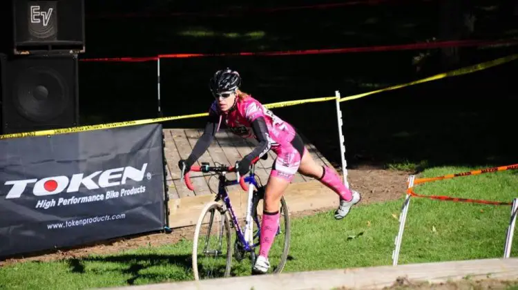 Sarah McIntyre rounding the fast turn into the amphitheater steps CREDIT Karri McIntyre