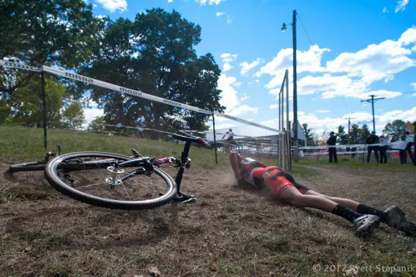 The loose dirt in corners led to some mishaps for racers in every category at the USGP in Sun Prairie. © Brett Stepanik