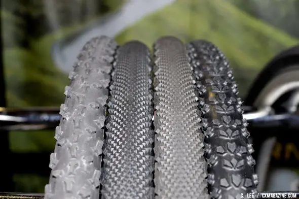 Clement's three main cyclocross tread options: The PDX, LAS, and MPX tires. ©Cyclocross Magazine