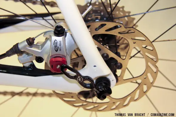 Colnago's Prestige brake caliper is chainstay post mounted. ©Thomas van Bracht