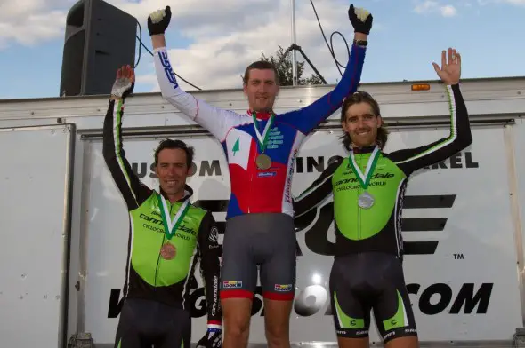 Johnson, Bazin and Driscoll on the podium at Green Mountain 2012. By Todd Prekaski