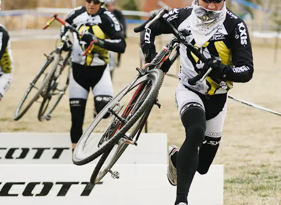 Riders stayed bundled up at Crosstoberfest. © Adrian Mongomery